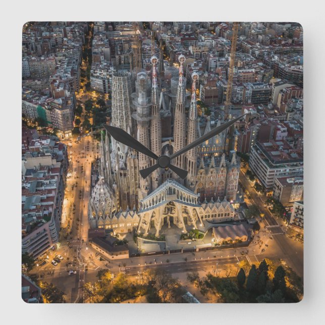 Monuments | La Sagrada Familia Square Wall Clock (Front)