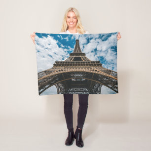 Monuments Looking Up at the Eiffel Tower Fleece Blanket