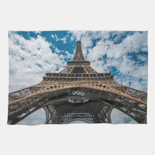 Monuments Looking Up at the Eiffel Tower Tea Towel