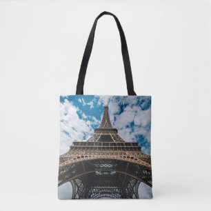 Monuments   Looking Up at the Eiffel Tower Tote Bag