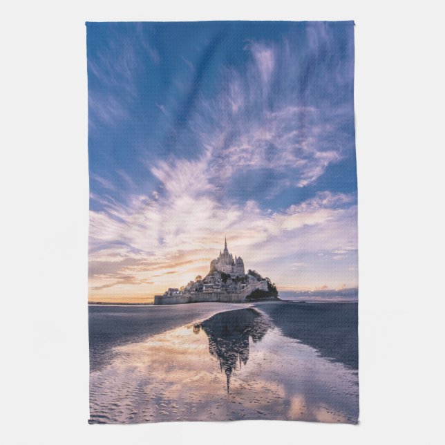 Monuments | Mont Saint-Michel, Normandy France Tea Towel (Vertical)
