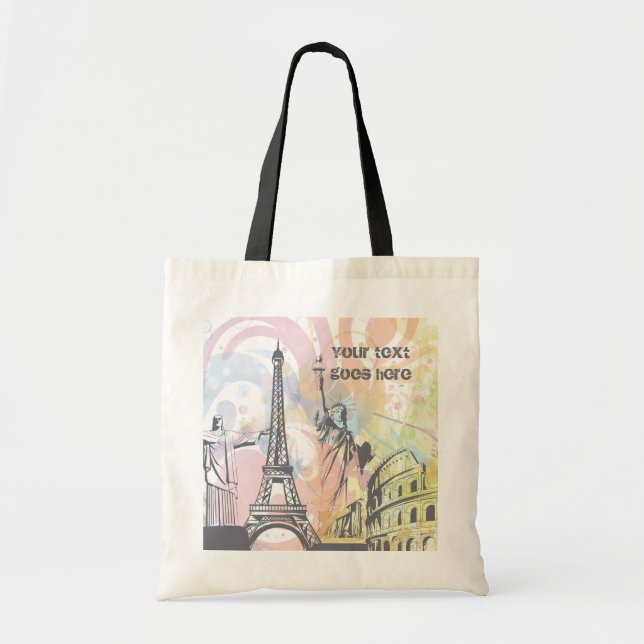 Monuments of the world custom tote bag (Front)