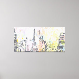 Monuments of the world wrapped canvas print