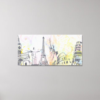 Monuments of the world wrapped canvas print