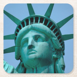 Monuments   Statue of Liberty Face Square Paper Coaster