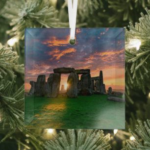 Monuments   Stonhenge, England Glass Tree Decoration