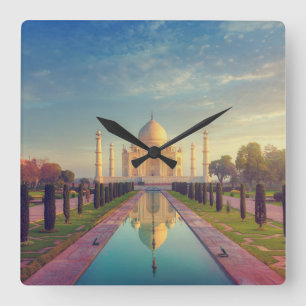 Monuments Taj Mahal Colours Square Wall Clock