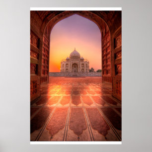 Monuments Taj Mahal, India at Sunset Poster