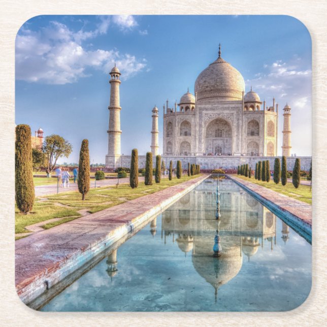 Monuments | Taj Mahal Sunrise Square Paper Coaster (Front)