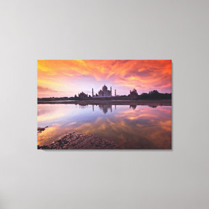 Monuments Taj Mahal Sunset Canvas Print