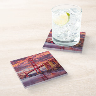 Monuments The Golden Gate San Francisco, CA Glass Coaster