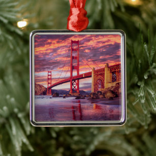 Monuments The Golden Gate San Francisco, CA Metal Tree Decoration