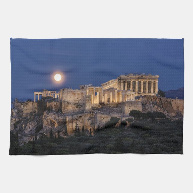 Monuments | The Parthenon Athens, Greece Tea Towel (Horizontal)