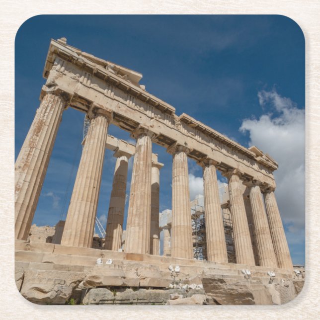 Monuments | The Parthenon, Greece Square Paper Coaster (Front)
