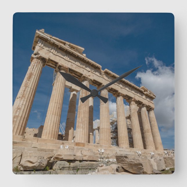 Monuments | The Parthenon, Greece Square Wall Clock (Front)