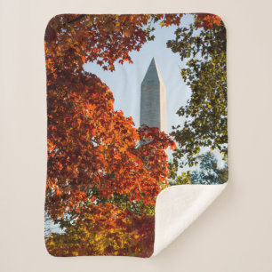 Monuments Washington Monument in Autumn Sherpa Blanket