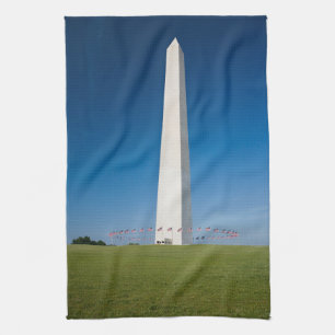 Monuments Washington Monument with Flags Tea Towel