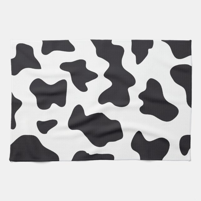 MOO Black and White Dairy Cow Pattern Print Gifts Tea Towel (Horizontal)