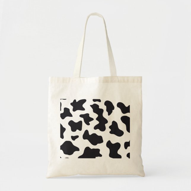 MOO Black and White Dairy Cow Pattern Print Gifts Tote Bag (Front)