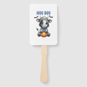 Moo Boo Halloween Cow Hand Fan