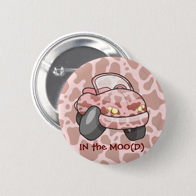 Moo Car 6 Cm Round Badge (Front & Back)