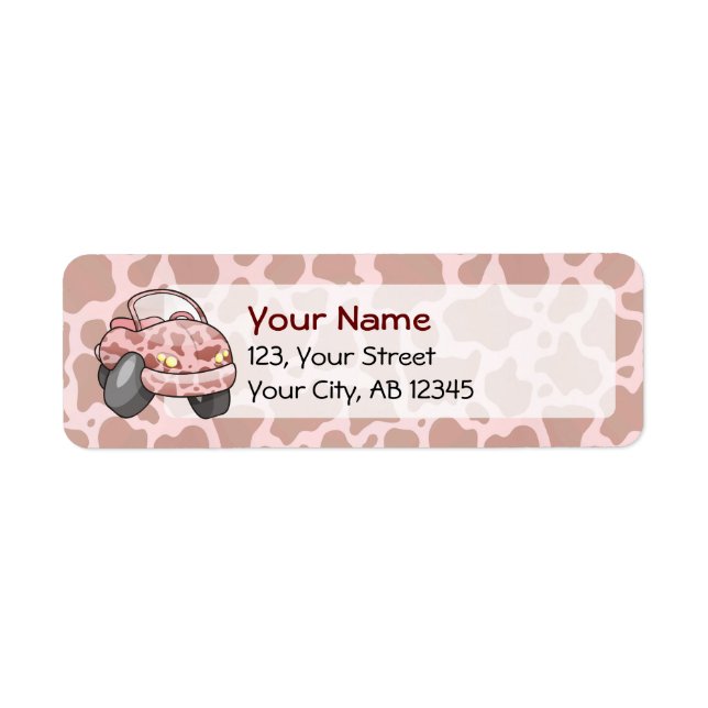 Moo Car Cartoon car with pink cow pattern. Custom (Front)