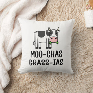 Moo-chas Grass-ias, Muchas Gracias gifts Calf Cow Cushion