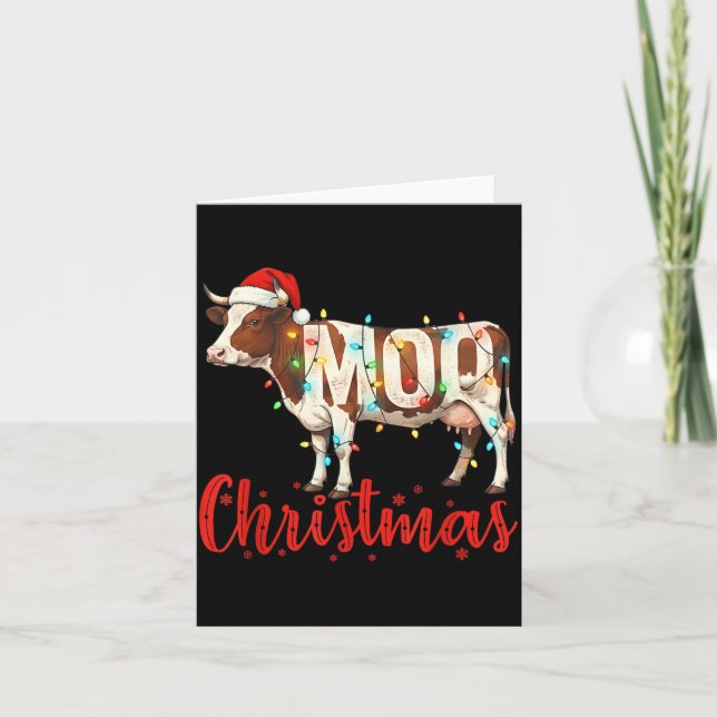 Moo Christmas Funny Cow Lovers Cattle Famer Farmin Card (Front)