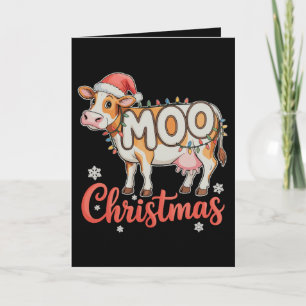 MOO Christmas Xmas Lights Cow Famer Farming Holiday Card