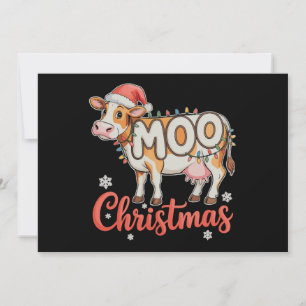 MOO Christmas Xmas Lights Cow Famer Farming Holiday Card