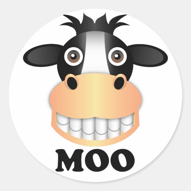 Moo - Classic Round Sticker, Glossy Classic Round Sticker (Front)
