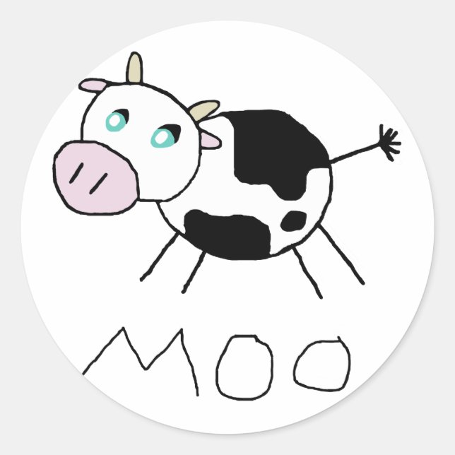 Moo Cow Classic Round Sticker (Front)