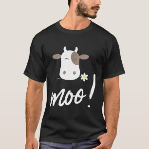 Moo Cow Cow Pattern Flower Farmer Cute T-Shirt