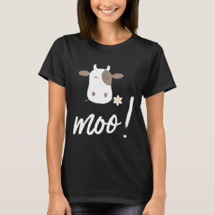 Moo Cow Cow Pattern Flower Farmer Cute T-Shirt