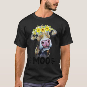 Moo Cow Cute Cattle Cowgirl Dairy Farmer Farm Anim T-Shirt