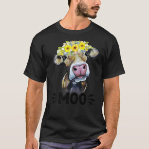 Moo Cow Cute Cattle Cowgirl Dairy Farmer Farm Anim T-Shirt