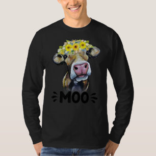 Moo Cow Cute Cattle Cowgirl Dairy Farmer Farm Anim T-Shirt