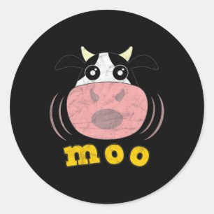 Moo Cow Funny Farm Animals Farmer Calf Heifer Milk Classic Round Sticker