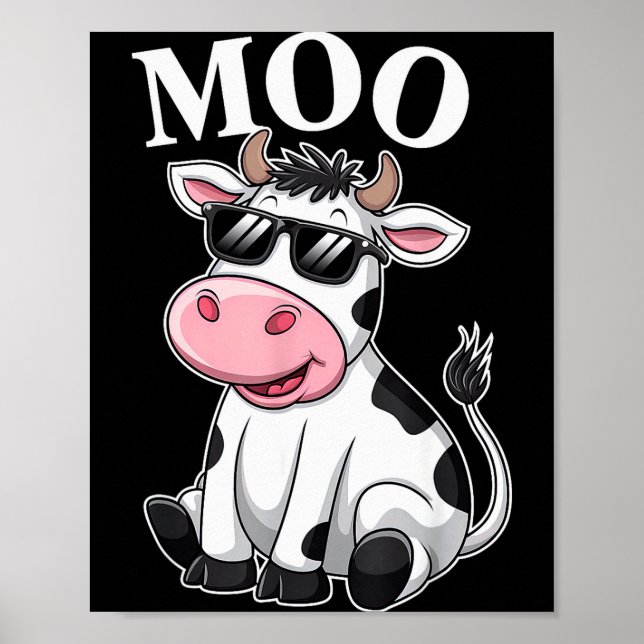 Moo Cow - Funny Farmer Cow For Men Women Kids Boys Poster (Front)