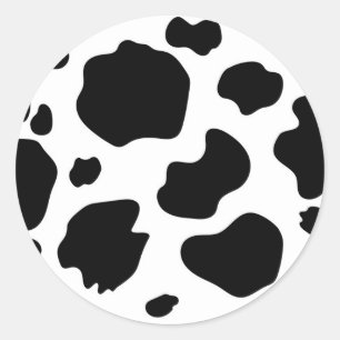 Moo Cow Spots Print Black & White Birthday Party Classic Round Sticker