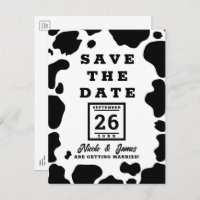 Moo Cow Spots Print Black & White Save the Date