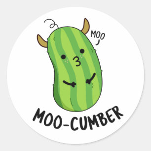 Moo-cumber Funny Veggie Cucumber Pun  Classic Round Sticker