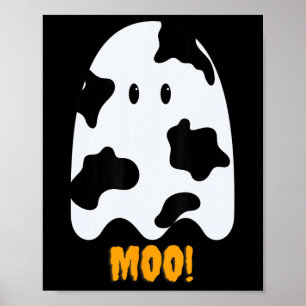 Moo! Cute Fun Cow Print Ghost Halloween Tee