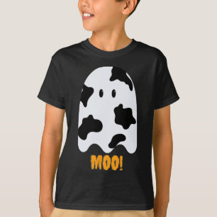 Moo! Cute Fun Cow Print Ghost Halloween Tee