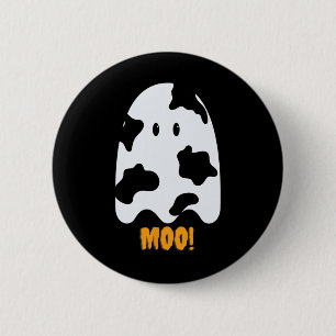 Moo! Cute Fun Cow Print Ghost Halloween Tee  6 Cm Round Badge
