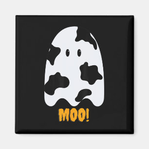 Moo! Cute Fun Cow Print Ghost Halloween Tee Magnet