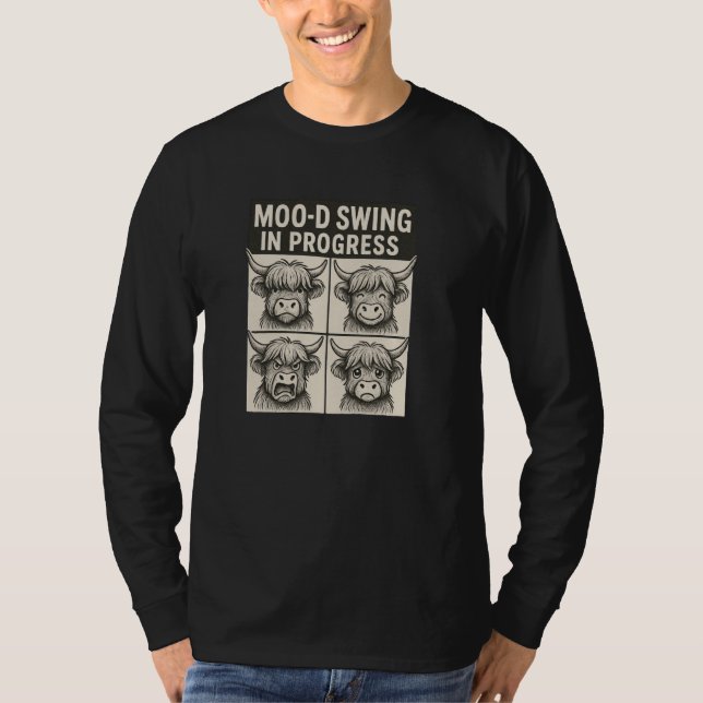 Moo d Swing in Progress Funny Cow Pun T-Shirt (Front)