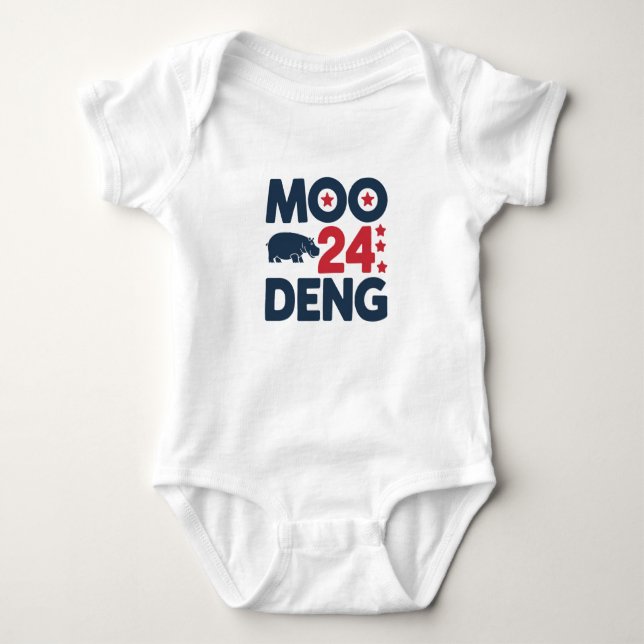 Moo Deng 2024 Moo Deng Moo Deng Cute Baby Hippo Bodysuit (Front)