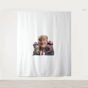 Moo Deng 24 Trump’s Wild Ride with Cat and Hippo!  Tapestry