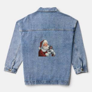 Moo Deng and Santa Claus Protect the Christmas Spi Denim Jacket